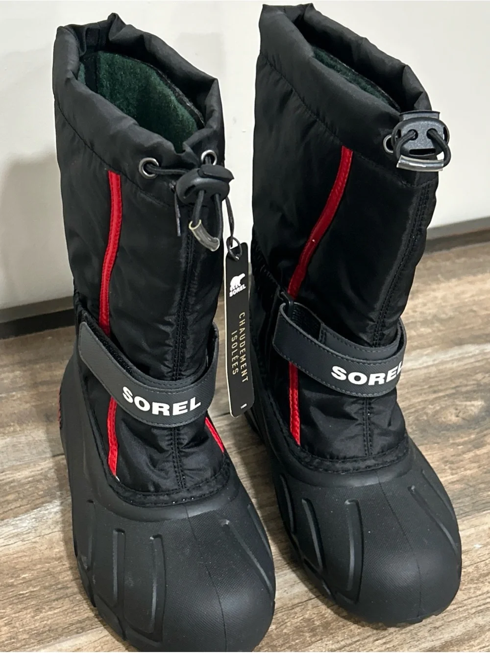 SOREL Youth Flurry Black Winter Snow Insulated Walking Boots Size 3